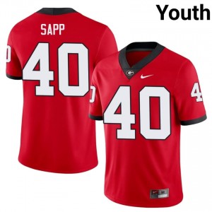 Theron Sapp #40 Red Youth Sewn Jersey | Essential Georgia College Football Gear 20431654