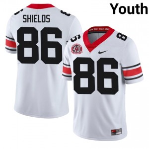 Tre Shields #86 White Youth Embroidery 1980 National Champions 40th Anniversary Jersey | Classic Georgia Bulldogs High School Football Gear 74080988