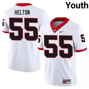 UGA Zykie Helton #55 White Youth NCAA Jersey | Genuine Stitch Football Uniform 15380750