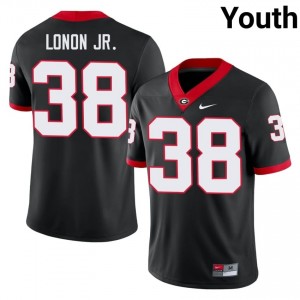 Black #38 AJ Lonon Jr. Youth Stitched Jersey | Georgia Moisture Wicking Player Football Edition 17214873