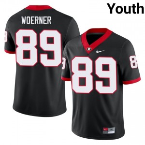 Black #89 Charlie Woerner Youth Embroidery Jersey | UGA Bulldogs Alumni Player Football Edition 55809991
