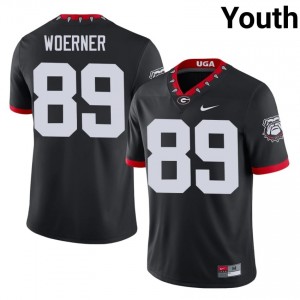 Georgia Charlie Woerner #89 Black Youth University Mascot 100th Anniversary Jersey | Officially Licensed Swen Football Uniform 45979463