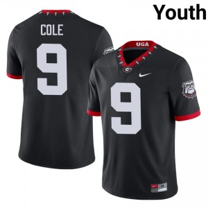 UGA Bulldogs Chris Cole #9 Black Youth University Mascot 100th Anniversary Jersey | Elite Thread Stitched Football Uniform 64855389