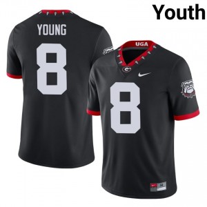 UGA Colbie Young #8 Black Youth University Mascot 100th Anniversary Jersey | Pro-Grade Stitched Football Uniform 12646956