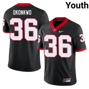 Black #36 Daniel Okonkwo Youth Embroidery Jersey | Georgia Bulldogs Officially Licensed Player Football Edition 43415613