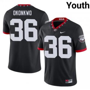 Georgia Bulldogs Daniel Okonkwo #36 Black Youth University Mascot 100th Anniversary Jersey | Genuine Swen Football Uniform 39488741