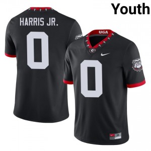 Georgia Gabe Harris Jr. #0 Black Youth University Mascot 100th Anniversary Jersey | Pro-Grade Stitch Football Uniform 95848291
