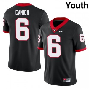 Black #6 Isiah Canion Youth Stitched Jersey | UGA Bulldogs Elite Thread Player Football Edition 83506068