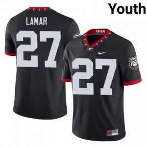 UGA Jae Lamar #27 Black Youth University Mascot 100th Anniversary Jersey | Limited Stitched Football Uniform 20622648