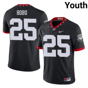 UGA Bulldogs Jake Bobo #25 Black Youth University Mascot 100th Anniversary Jersey | Officially Licensed Stitch Football Uniform 35861523