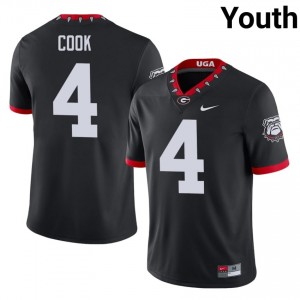 UGA Bulldogs James Cook #4 Black Youth University Mascot 100th Anniversary Jersey | Iconic Embroidery Football Uniform 17290629