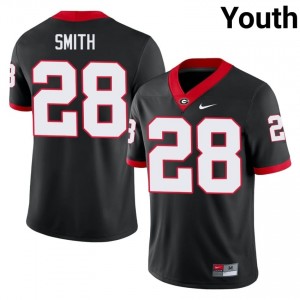 Black #28 Jordan Smith Youth Embroidery Jersey | Georgia Bulldogs Iconic Player Football Edition 21273064