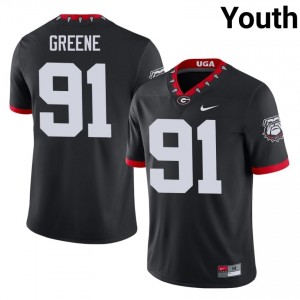 Georgia Justin Greene #91 Black Youth University Mascot 100th Anniversary Jersey | Exclusive Stitched Football Uniform 36921269