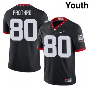 Georgia Kaiden Prothro #80 Black Youth University Mascot 100th Anniversary Jersey | Durable Stitched Football Uniform 24354318