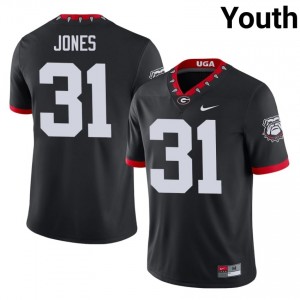 UGA Bulldogs Kyron Jones #31 Black Youth University Mascot 100th Anniversary Jersey | Fresh Embroidery Football Uniform 33750698
