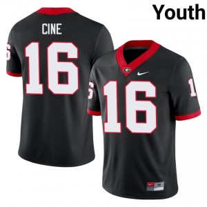 Black #16 Lewis Cine Youth Embroidery Jersey | UGA Bulldogs Durable Player Football Edition 58005071