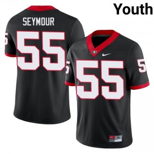 Black #55 London Seymour Youth Embroidery Jersey | Georgia Officially Licensed Player Football Edition 32666759
