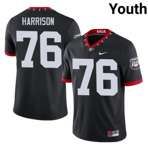 UGA Bulldogs Marcus Harrison #76 Black Youth University Mascot 100th Anniversary Jersey | Premium Embroidery Football Uniform 90048183