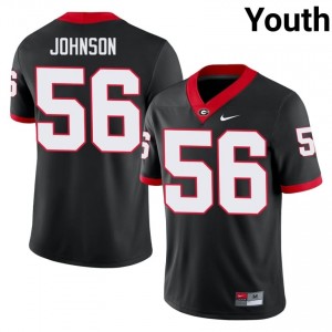 Black #56 Nasir Johnson Youth Embroidery Jersey | UGA Bulldogs Authentic Player Football Edition 51627851