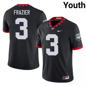 UGA Bulldogs Nate Frazier #3 Black Youth University Mascot 100th Anniversary Jersey | Durable Embroidery Football Uniform 11678626