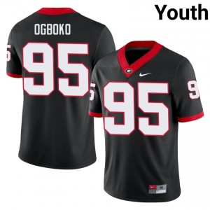 Black #95 Nnamdi Ogboko Youth Stitched Jersey | UGA Bulldogs Essential Player Football Edition 80664423