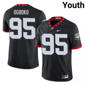UGA Bulldogs Nnamdi Ogboko #95 Black Youth University Mascot 100th Anniversary Jersey | Fresh Embroidery Football Uniform 84451091