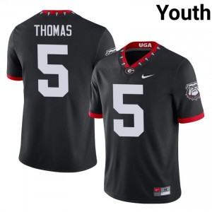 Georgia Bulldogs Noah Thomas #5 Black Youth University Mascot 100th Anniversary Jersey | Pro-Grade Stitch Football Uniform 57973729