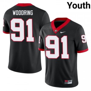 Black #91 Peyton Woodring Youth Stitched Jersey | Georgia Bulldogs Elite Player Football Edition 67366581