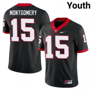 Black #15 Ryan Montgomery Youth Stitch Jersey | Georgia Bulldogs Elite Thread Player Football Edition 46832433