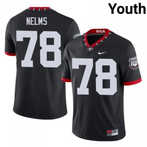 UGA Bulldogs Tate Nelms #78 Black Youth University Mascot 100th Anniversary Jersey | Stitched Football Uniform 27215841