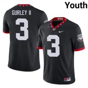 UGA Bulldogs Todd Gurley II #3 Black Youth University Mascot 100th Anniversary Jersey | Iconic Embroidery Football Uniform 11632036