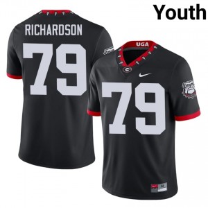 Georgia Bulldogs TyQuez Richardson #79 Black Youth University Mascot 100th Anniversary Jersey | Premium Sewn Football Uniform 68774773