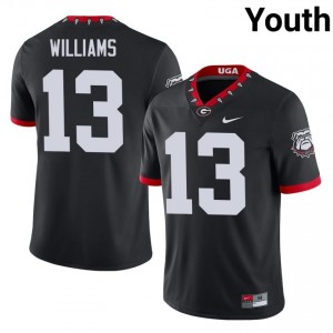 UGA Bulldogs Tyler J. Williams #13 Black Youth University Mascot 100th Anniversary Jersey | Essential Sewn Football Uniform 91450497