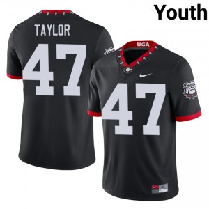 Georgia Bulldogs Will Taylor #47 Black Youth University Mascot 100th Anniversary Jersey | Pro-Grade Embroidery Football Uniform 15477228