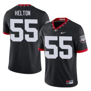 Zykie Helton #55 Black Men Embroidery Mascot 100th Anniversary Jersey | Durable UGA University Football Gear 33445861